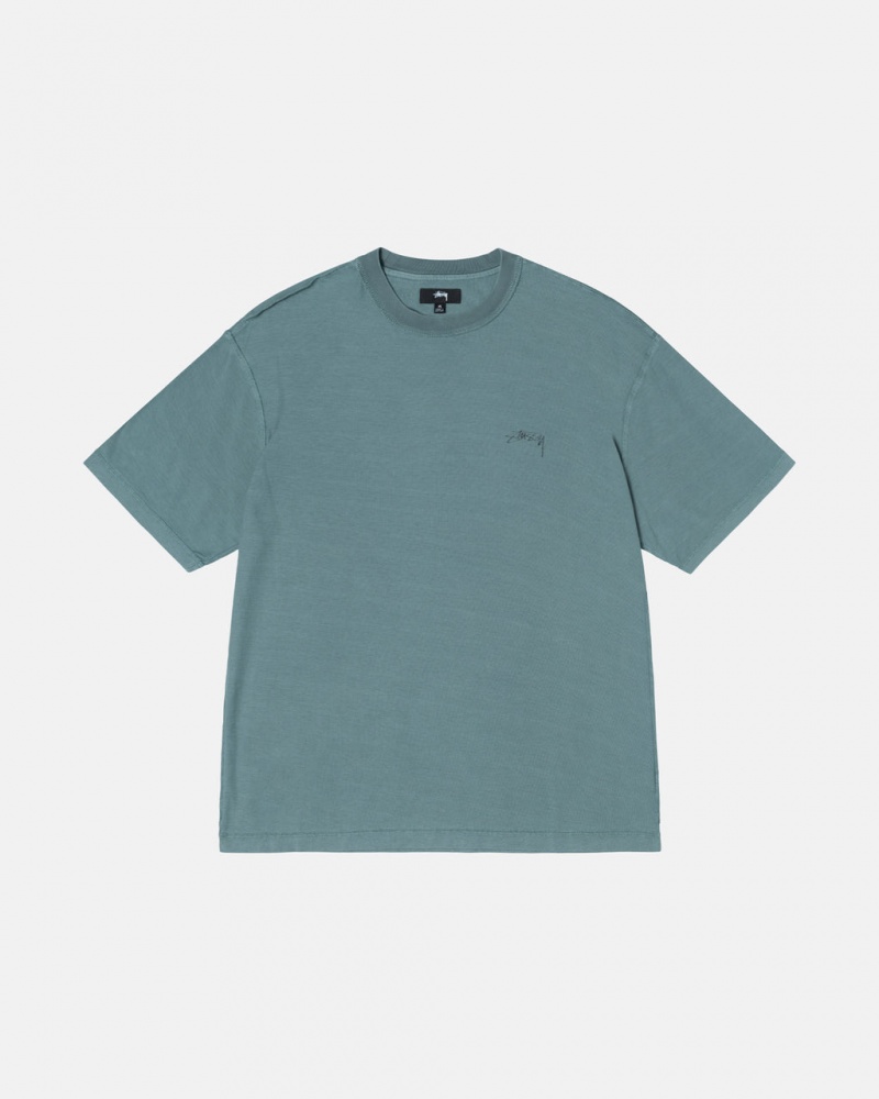 Men\'s Stussy Pig. Dyed Inside Out Crew Tops Turquoise Ireland | ZWS-3065