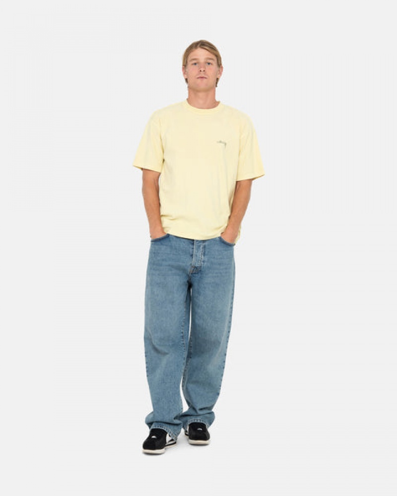 Men's Stussy Pig. Dyed Inside Out Crew Tops Yellow Ireland | BKS-5637