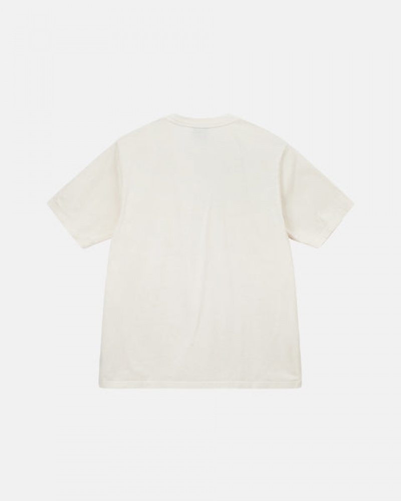 Men's Stussy Pigment Dyed Crew Tees Beige Ireland | XNA-2336