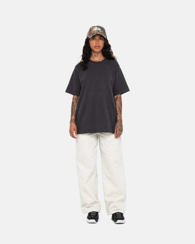 Men's Stussy Pigment Dyed Crew Tops Black Ireland | QZD-6419