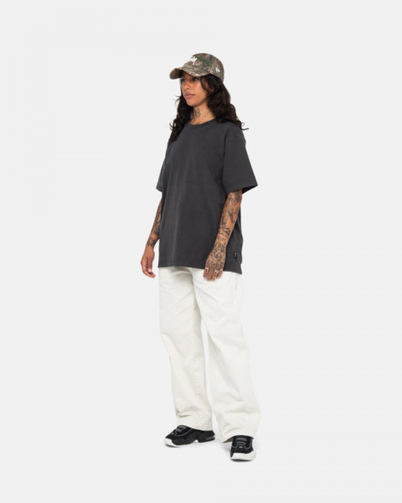 Men's Stussy Pigment Dyed Crew Tops Black Ireland | QZD-6419