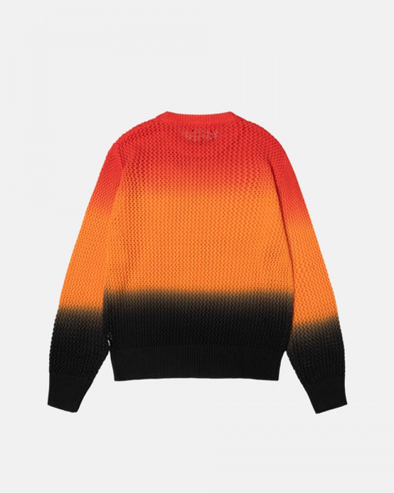 Men's Stussy Pigment Dyed Loose Gauge Knit Sweaters Black / Red Ireland | FGL-7292