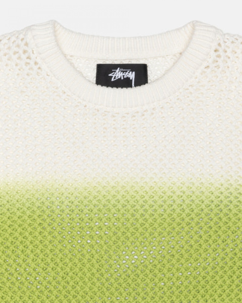 Men's Stussy Pigment Dyed Loose Gauge Knit Sweaters Dark Green Ireland | WPT-4110