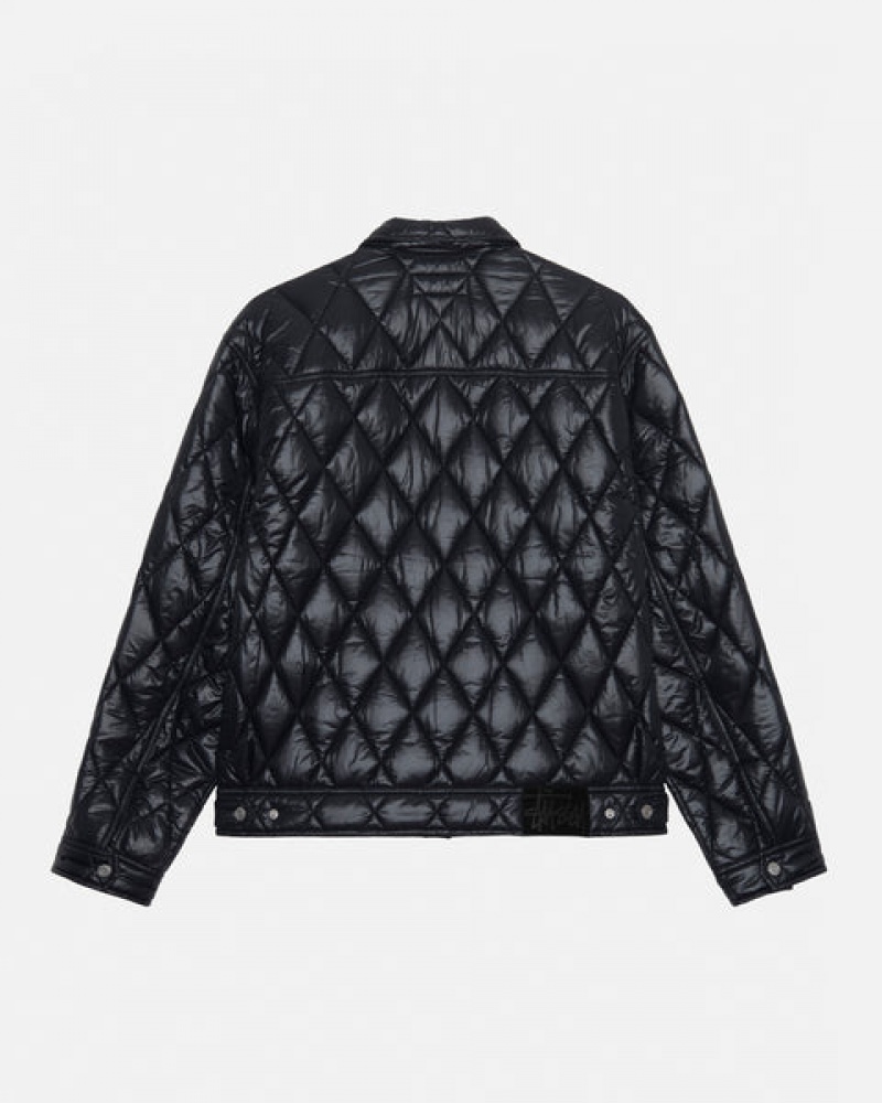 Men's Stussy Ranch Jacket Quilted Nylon Jackets Black Ireland | HBA-0065