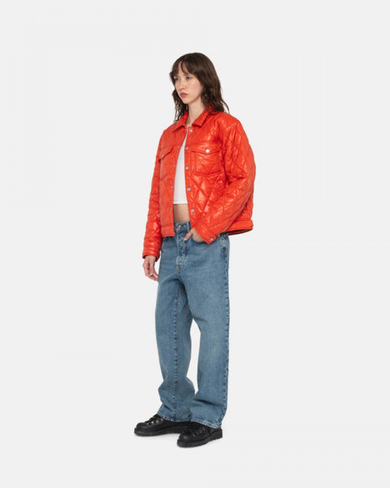 Men's Stussy Ranch Jacket Quilted Nylon Jackets Red Ireland | OHT-6928