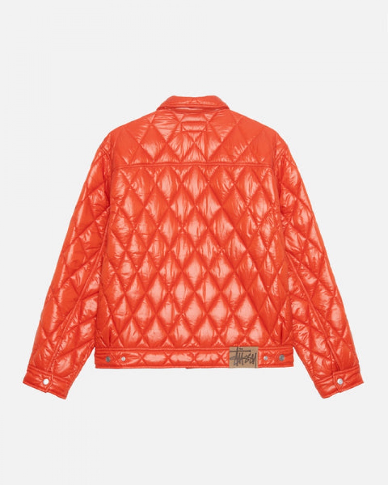 Men's Stussy Ranch Jacket Quilted Nylon Jackets Red Ireland | OHT-6928