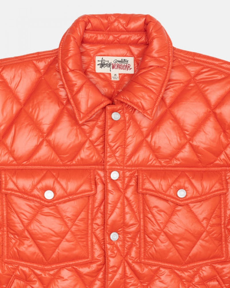 Men's Stussy Ranch Jacket Quilted Nylon Jackets Red Ireland | OHT-6928