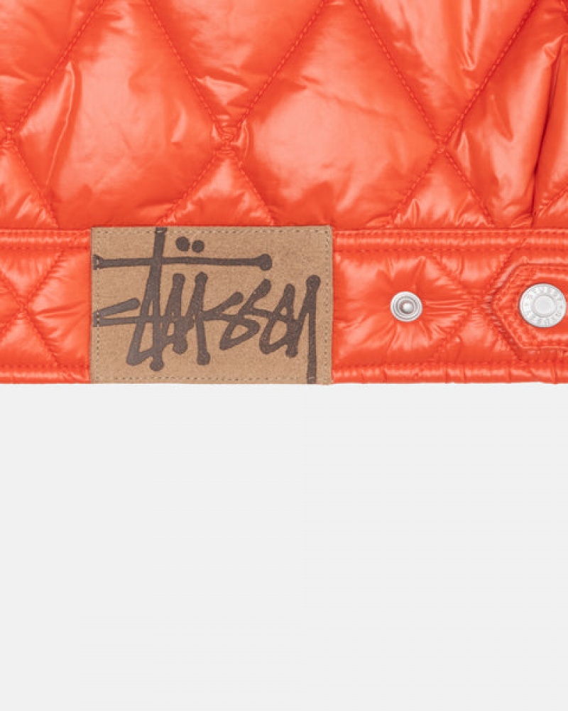 Men's Stussy Ranch Jacket Quilted Nylon Jackets Red Ireland | OHT-6928