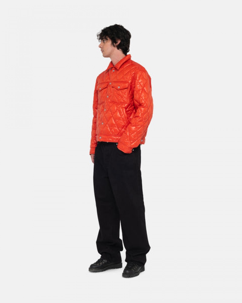 Men's Stussy Ranch Jacket Quilted Nylon Jackets Red Ireland | OHT-6928