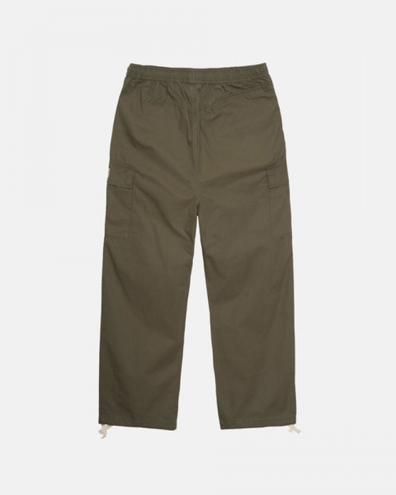 Men's Stussy Ripstop Cargo Beach Pants Olive Ireland | ZSY-0877