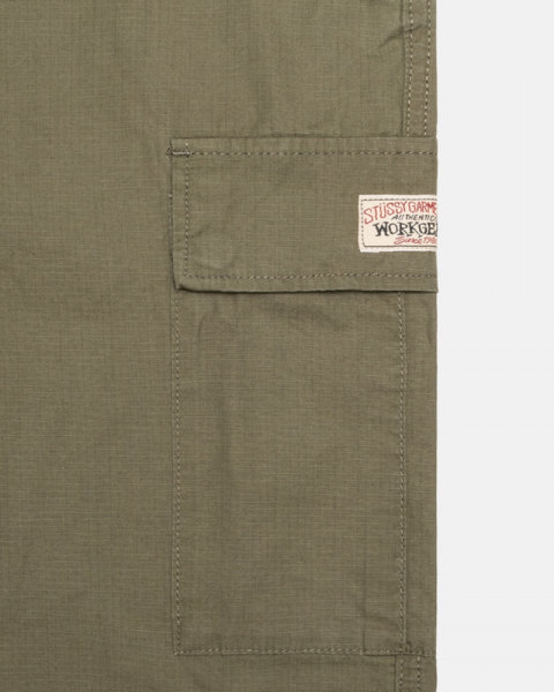 Men's Stussy Ripstop Cargo Beach Pants Olive Ireland | ZSY-0877