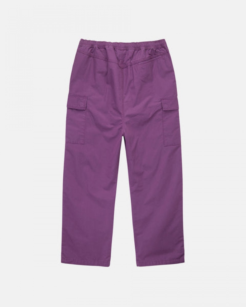 Men's Stussy Ripstop Cargo Beach Pants Purple Ireland | NED-5322