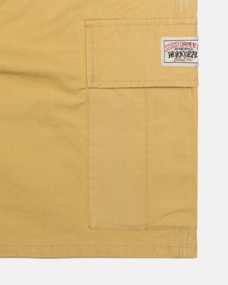 Men's Stussy Ripstop Cargo Beach Shorts Yellow Ireland | URW-4917