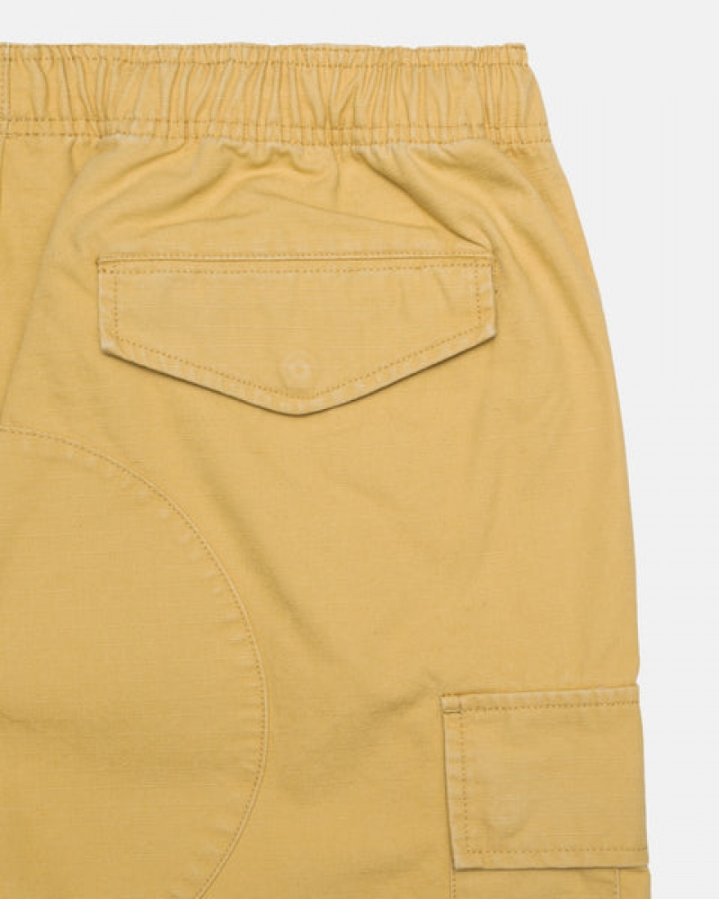 Men's Stussy Ripstop Cargo Beach Shorts Yellow Ireland | URW-4917