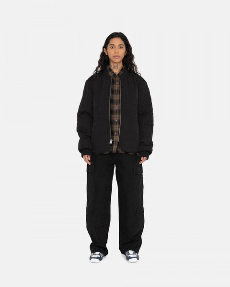 Men's Stussy S Quilted Liner Jackets Black Ireland | IOB-4122