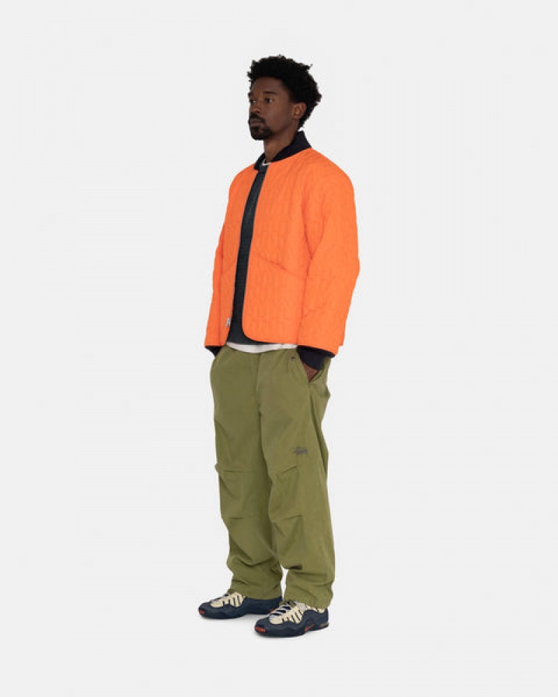 Men's Stussy S Quilted Liner Jackets Orange Ireland | JZS-7270