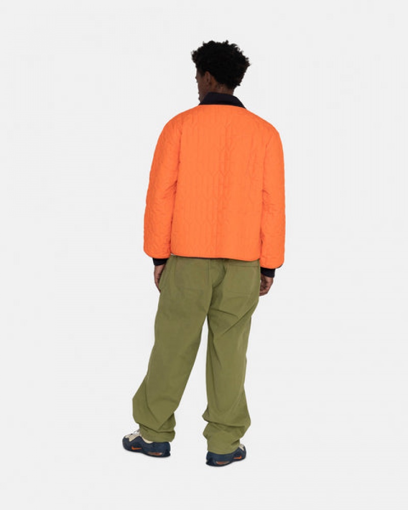 Men's Stussy S Quilted Liner Jackets Orange Ireland | JZS-7270