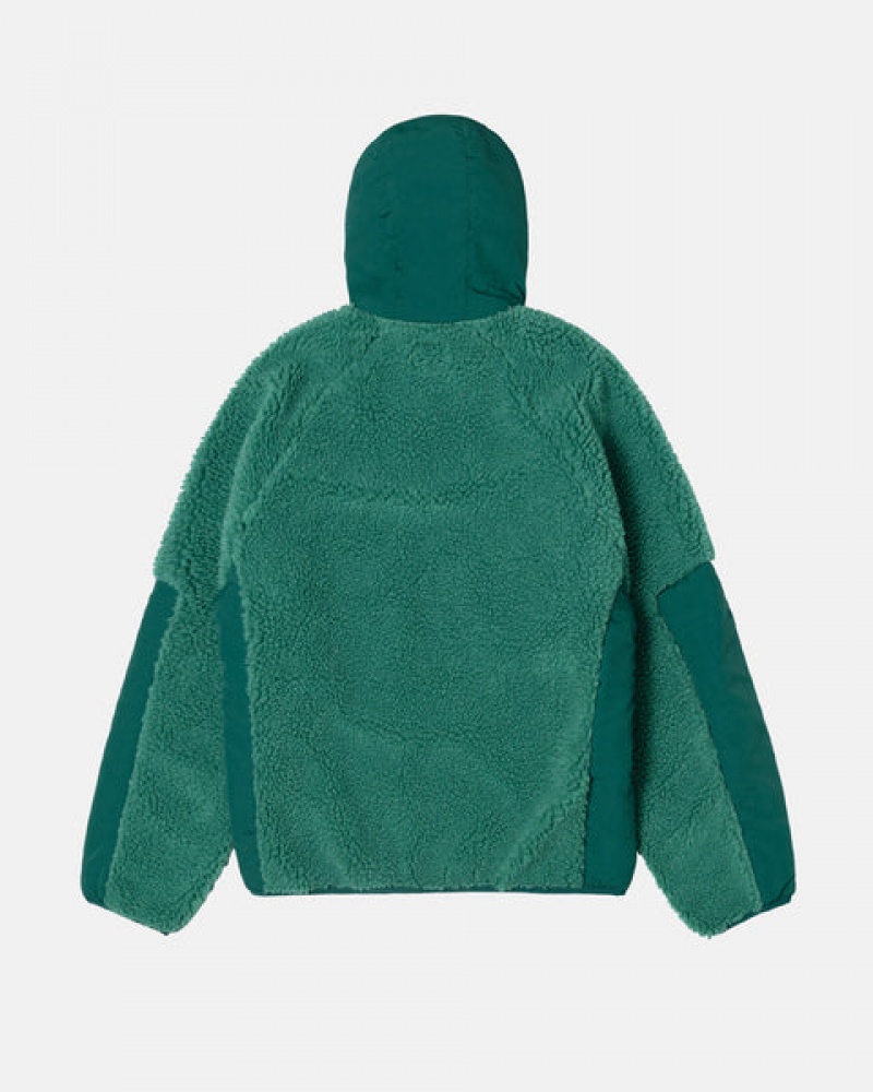 Men's Stussy Sherpa Paneled Hooded Jackets Turquoise Ireland | ULV-5084