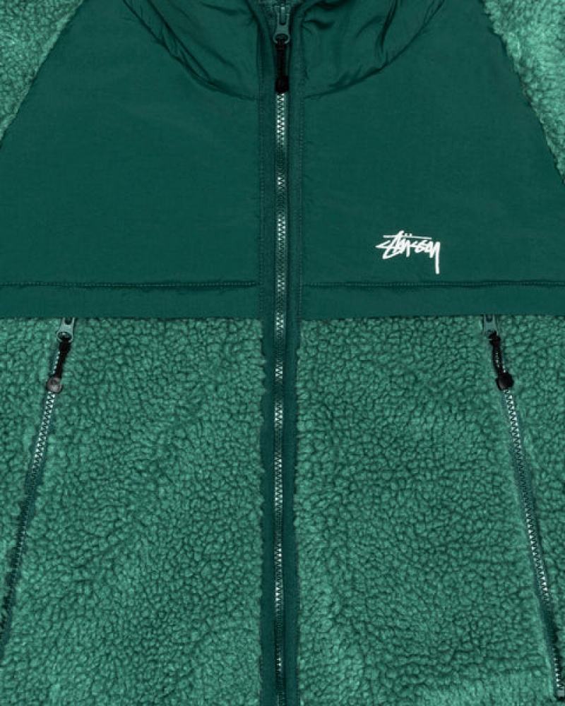 Men's Stussy Sherpa Paneled Hooded Jackets Turquoise Ireland | ULV-5084