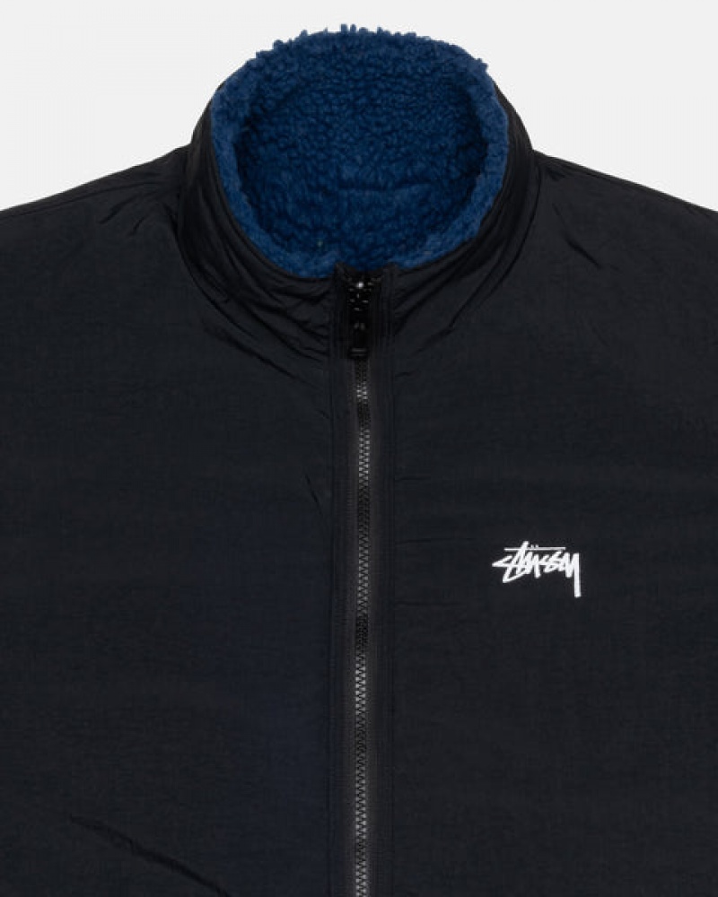 Men's Stussy Sherpa Reversible Jackets Blue Ireland | ODB-4237