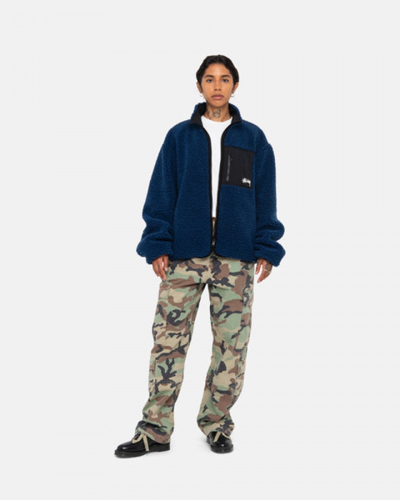 Men's Stussy Sherpa Reversible Jackets Blue Ireland | ODB-4237