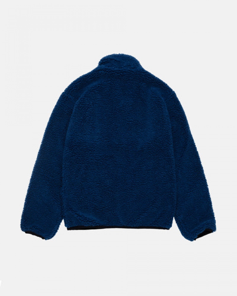 Men's Stussy Sherpa Reversible Jackets Blue Ireland | ODB-4237