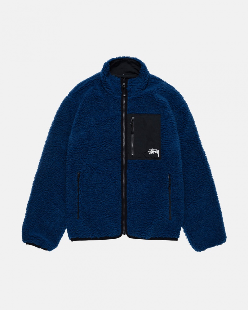 Men\'s Stussy Sherpa Reversible Jackets Blue Ireland | ODB-4237