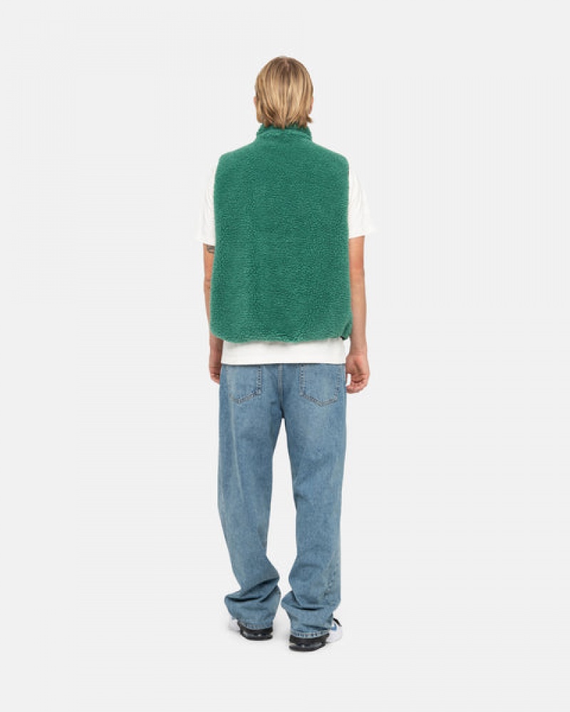 Men's Stussy Sherpa Reversible Vest Turquoise Ireland | ULQ-7847