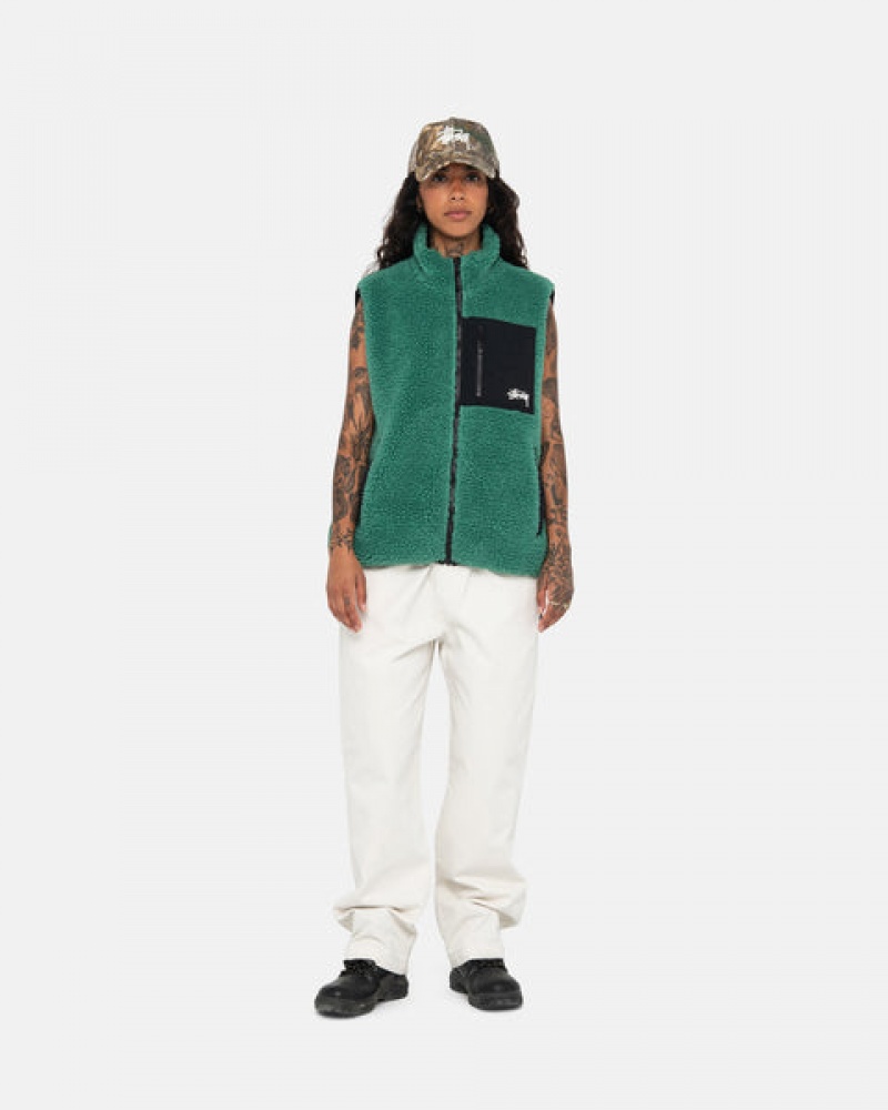 Men's Stussy Sherpa Reversible Vest Turquoise Ireland | ULQ-7847