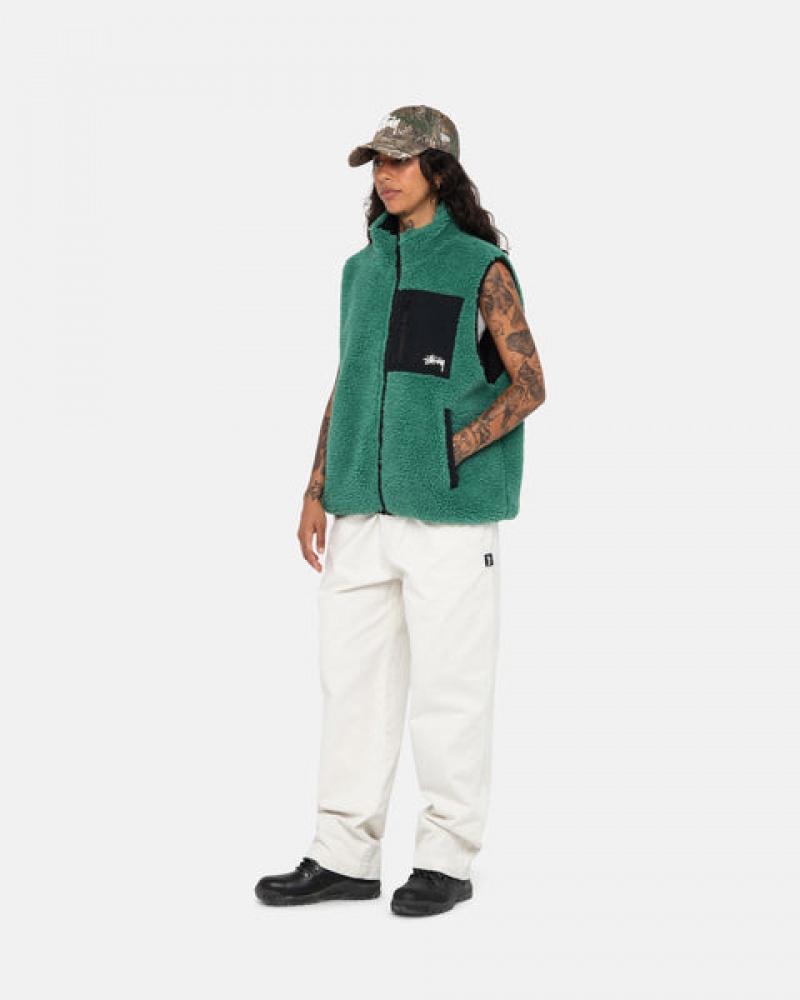 Men's Stussy Sherpa Reversible Vest Turquoise Ireland | ULQ-7847