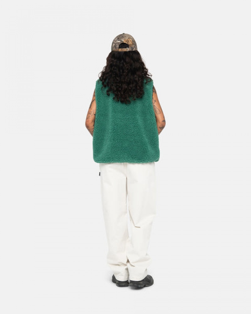 Men's Stussy Sherpa Reversible Vest Turquoise Ireland | ULQ-7847