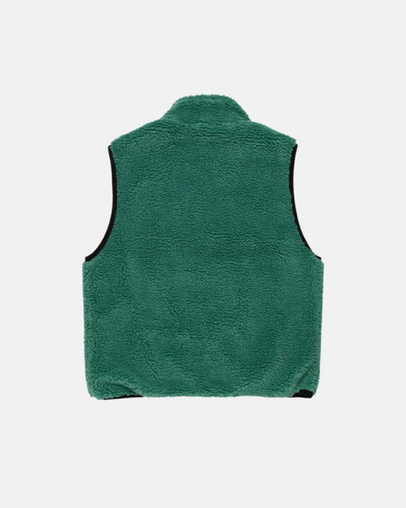 Men's Stussy Sherpa Reversible Vest Turquoise Ireland | ULQ-7847