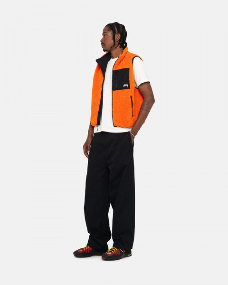 Men's Stussy Sherpa Reversible Vest Yellow Ireland | ZNW-7496