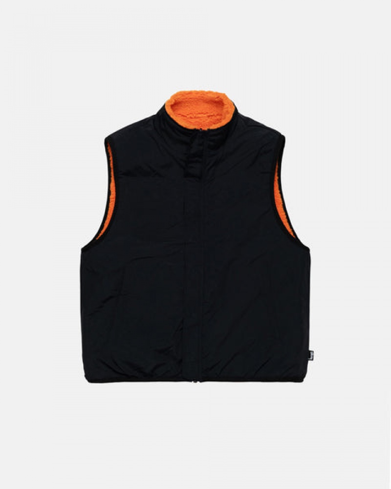 Men's Stussy Sherpa Reversible Vest Yellow Ireland | ZNW-7496