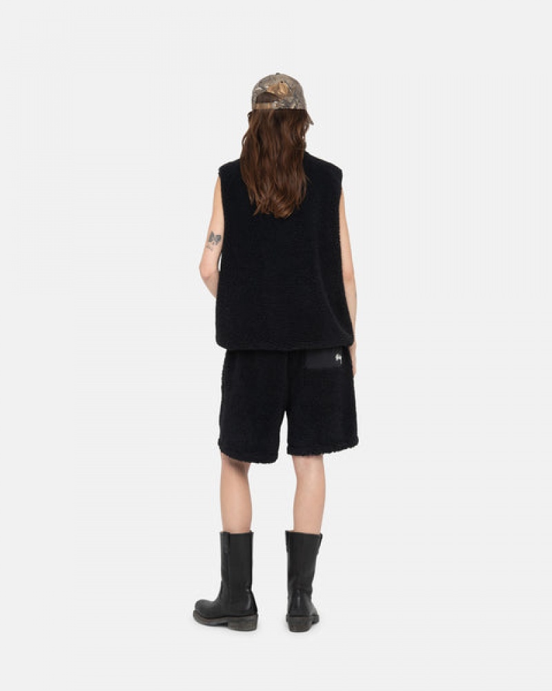 Men's Stussy Sherpa Shorts Black Ireland | LNX-5087