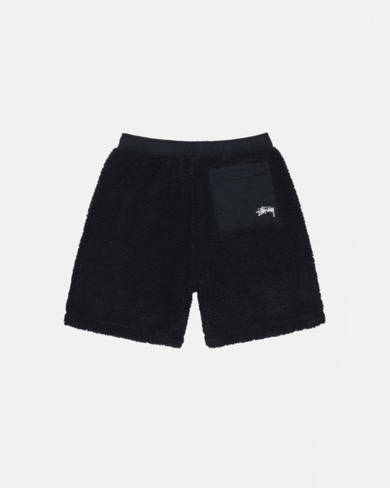 Men's Stussy Sherpa Shorts Black Ireland | LNX-5087