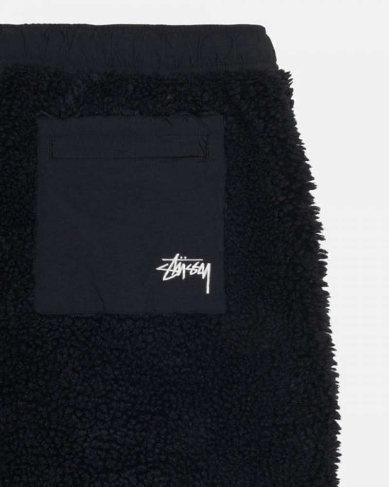 Men's Stussy Sherpa Shorts Black Ireland | LNX-5087