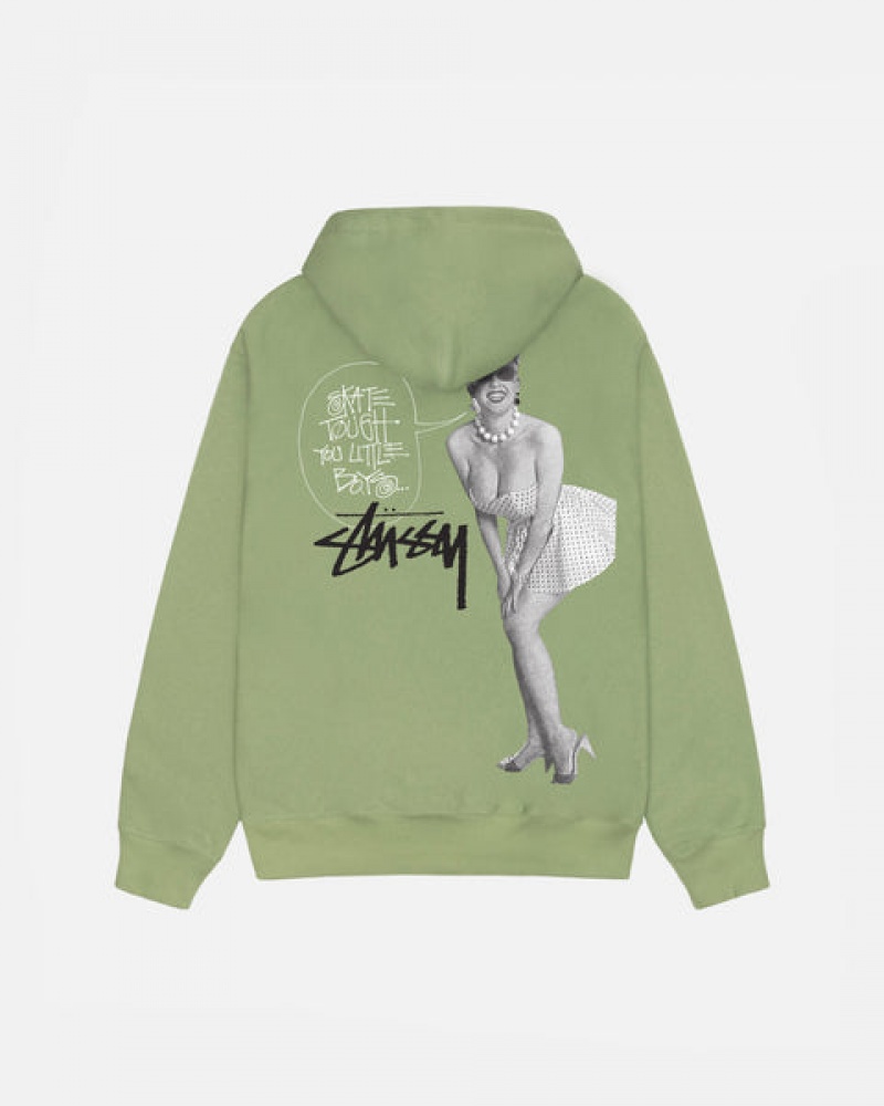 Men's Stussy Skate Tough Zip Hoodie Green Ireland | IYH-1976