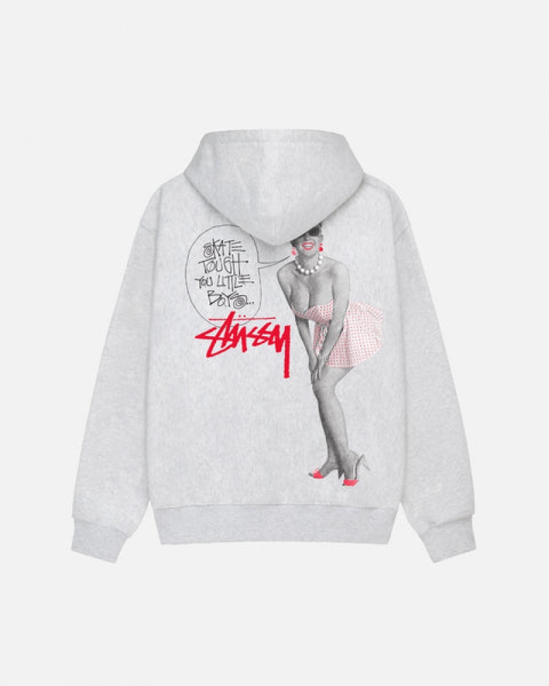 Men's Stussy Skate Tough Zip Hoodie Grey Ireland | GCZ-4329