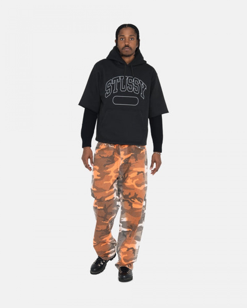 Men's Stussy Ss Boxy Cropped Hoodie Black Ireland | JPL-1210