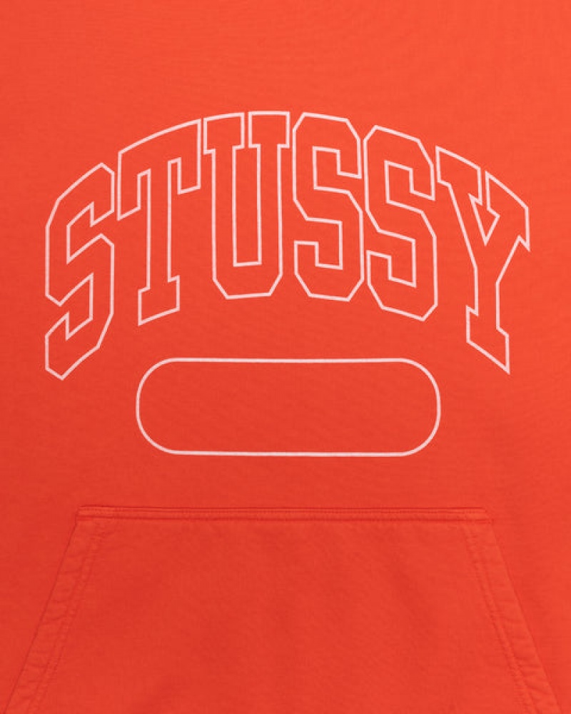 Men's Stussy Ss Boxy Cropped Hoodie Deep Orange Ireland | XLB-0775