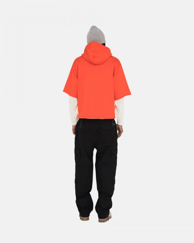 Men's Stussy Ss Boxy Cropped Hoodie Deep Orange Ireland | XLB-0775