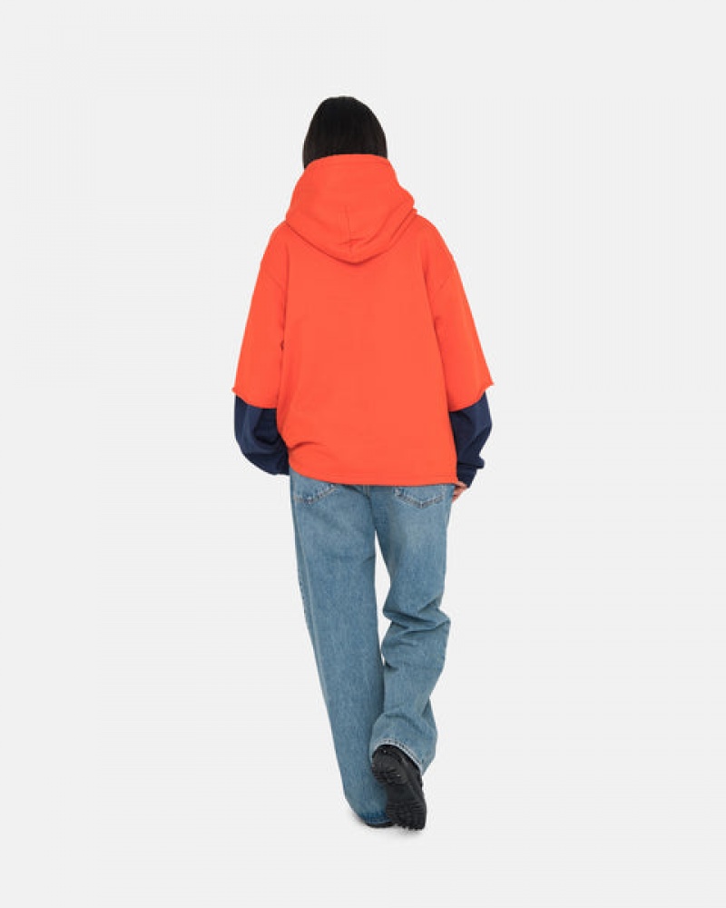 Men's Stussy Ss Boxy Cropped Hoodie Deep Orange Ireland | XLB-0775