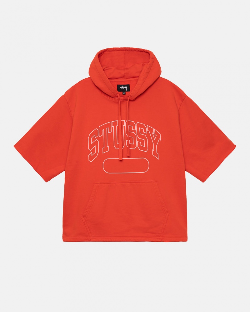 Men\'s Stussy Ss Boxy Cropped Hoodie Deep Orange Ireland | XLB-0775