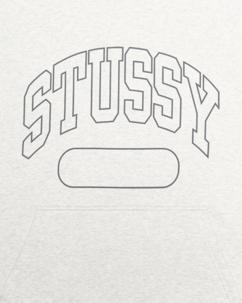 Men's Stussy Ss Boxy Cropped Hoodie Grey Ireland | JSQ-3753