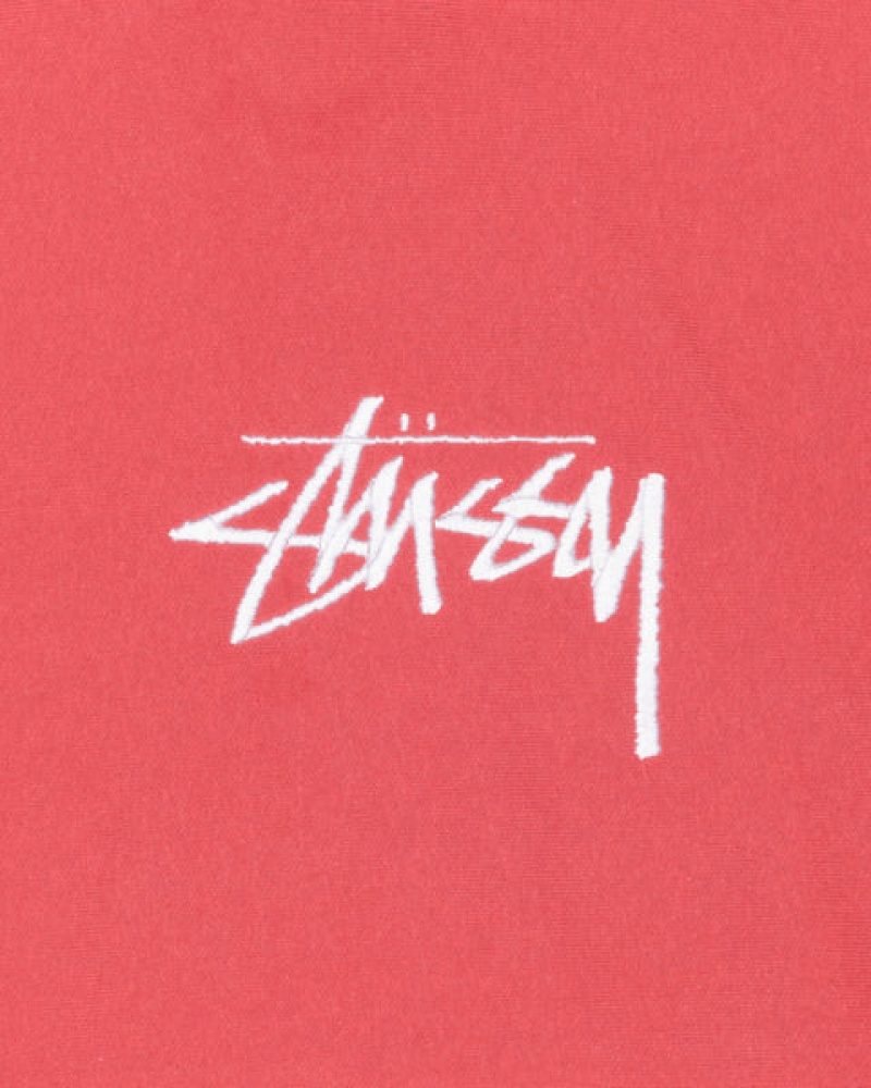 Men's Stussy Stock Logo Applique Hood Sweatshirts Red Ireland | IOZ-1074