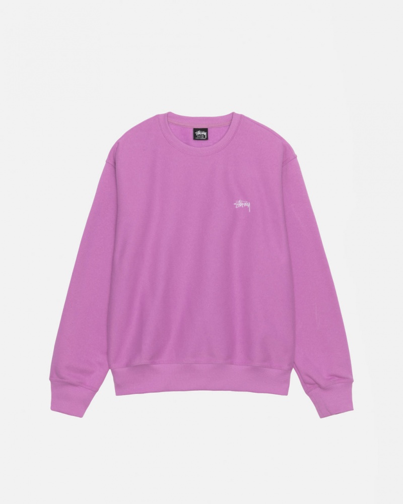 Men\'s Stussy Stock Logo Crew Sweatshirts Purple Ireland | AHH-5278