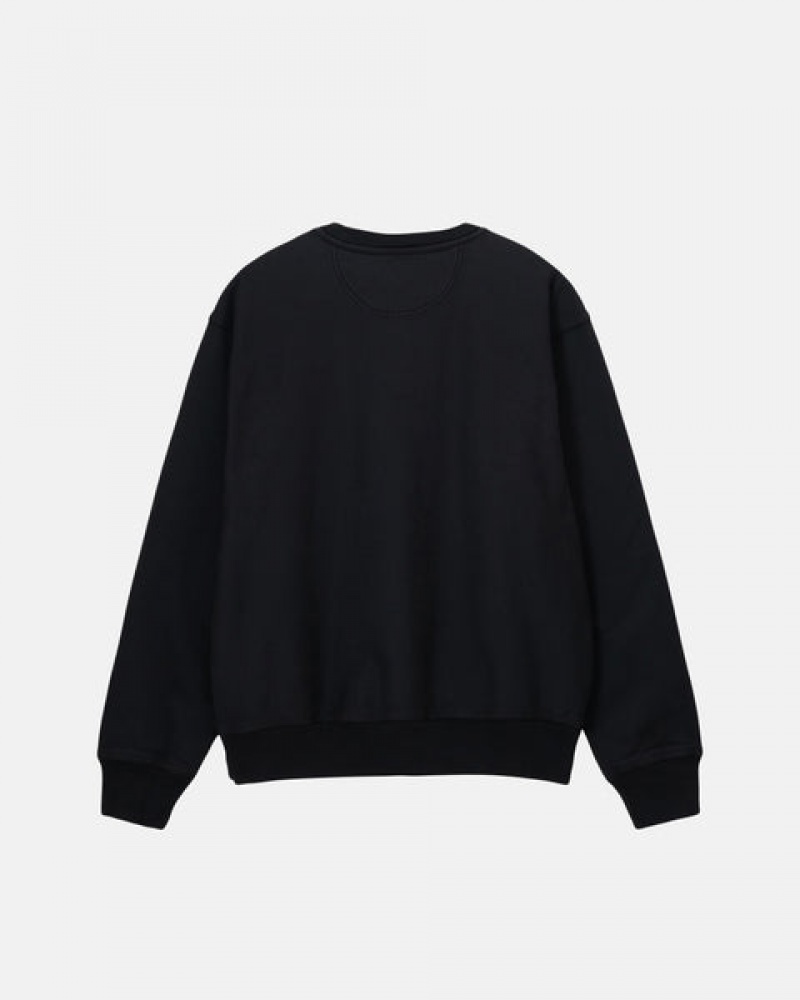 Men's Stussy Stock Logo Crew Sweatshirts Black Ireland | SNS-2610