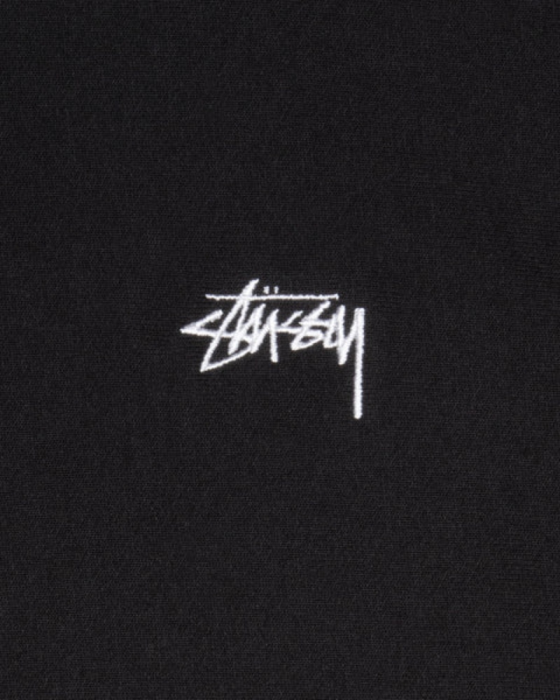 Men's Stussy Stock Logo Crew Sweatshirts Black Ireland | SNS-2610