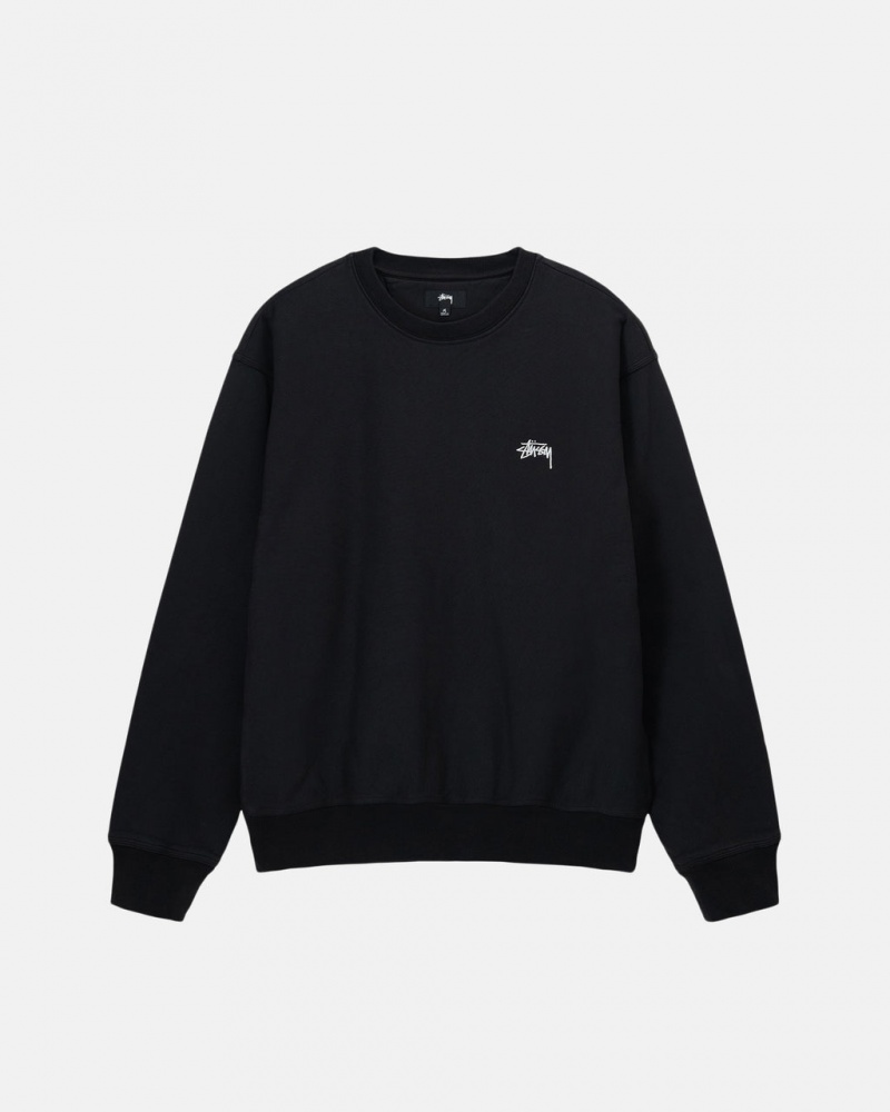 Men\'s Stussy Stock Logo Crew Sweatshirts Black Ireland | SNS-2610